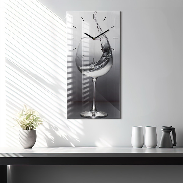 Modern vertical wall clock Glass of wine
