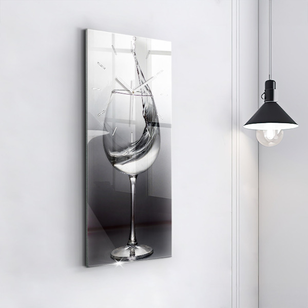 Modern vertical wall clock Glass of wine