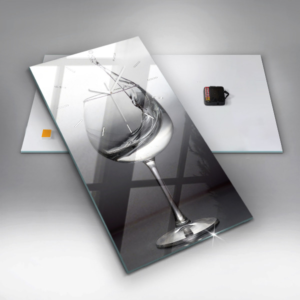 Modern vertical wall clock Glass of wine