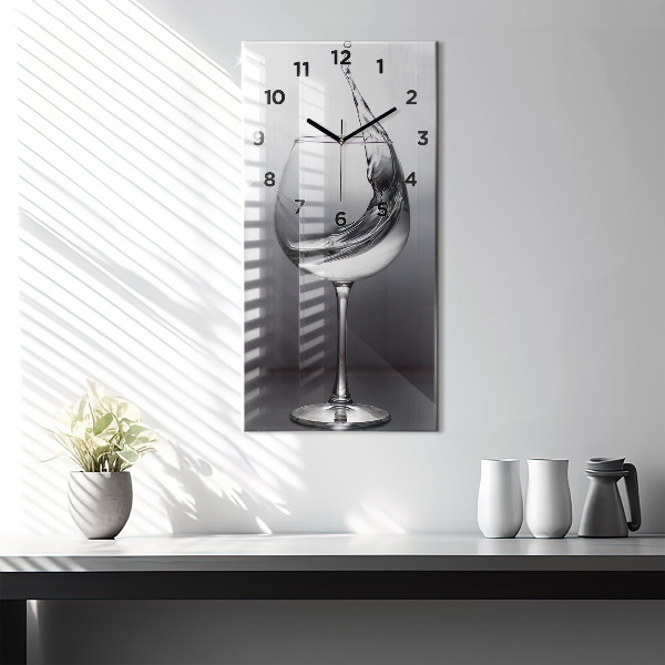 Modern vertical wall clock Glass of wine