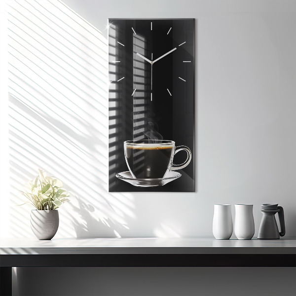 Modern vertical wall clock Black coffee