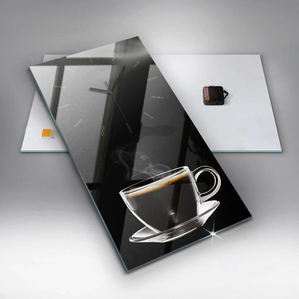 Modern vertical wall clock Black coffee