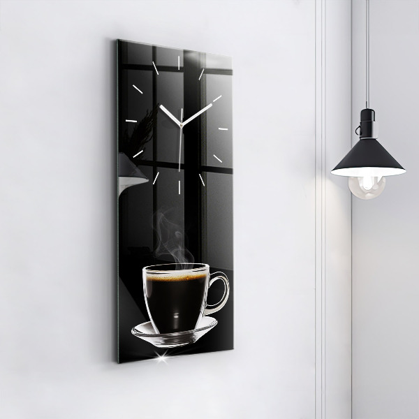 Modern vertical wall clock Black coffee