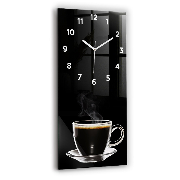 Modern vertical wall clock Black coffee