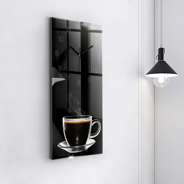 Modern vertical wall clock Black coffee