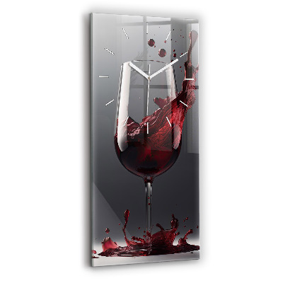 Modern vertical wall clock A glass of red wine
