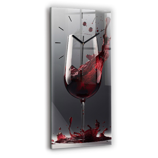 Modern vertical wall clock A glass of red wine