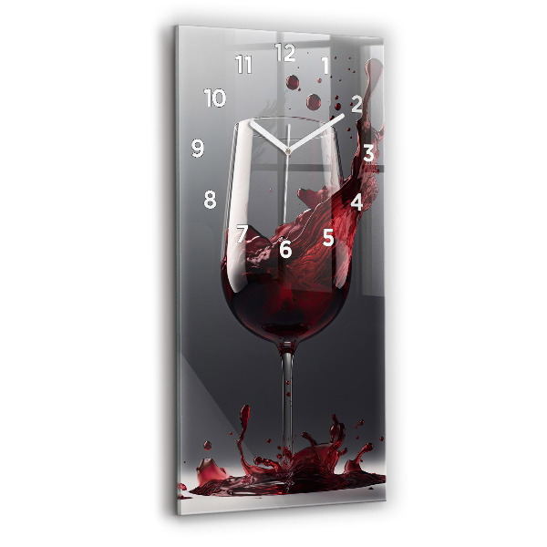 Modern vertical wall clock A glass of red wine