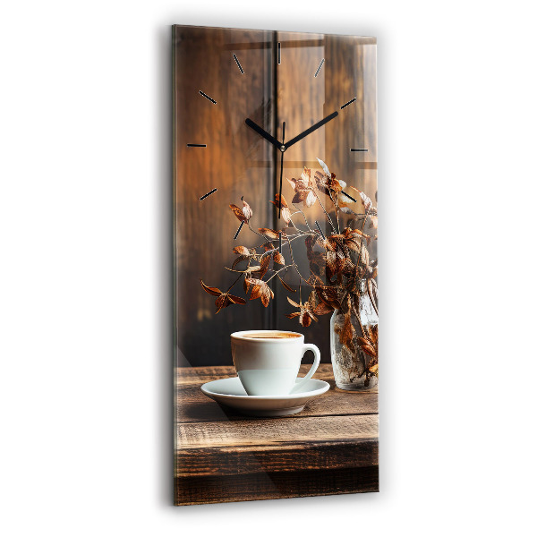 Modern vertical wall clock A cup of coffee