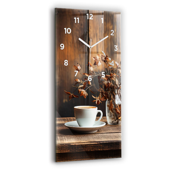 Modern vertical wall clock A cup of coffee