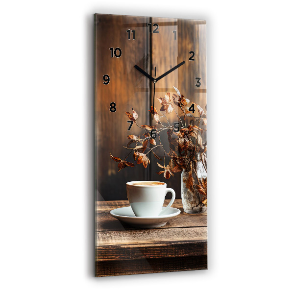 Modern vertical wall clock A cup of coffee