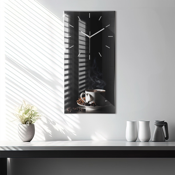 Modern vertical wall clock A cup of coffee