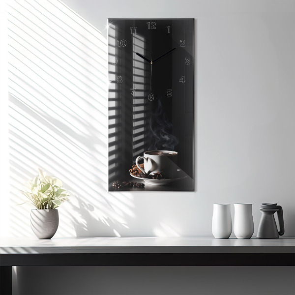 Modern vertical wall clock A cup of coffee