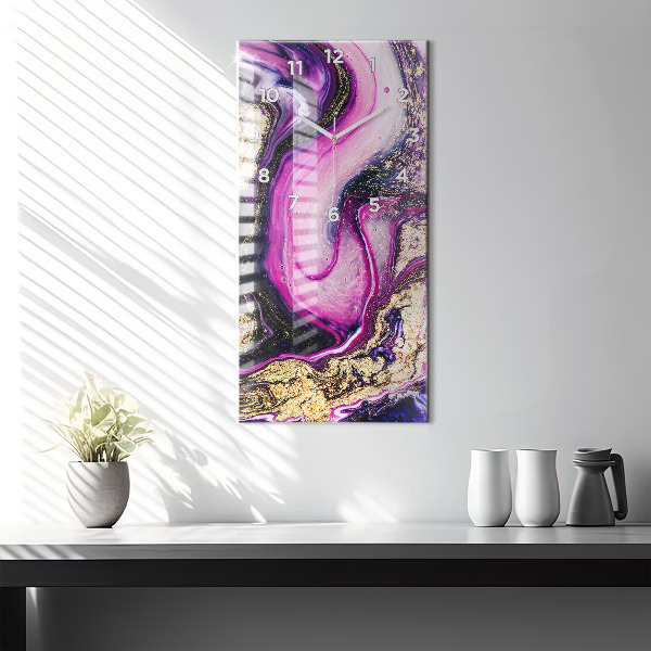 Modern vertical wall clock Abstract marble