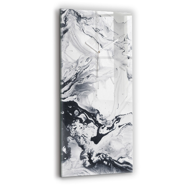 Modern vertical wall clock Abstract Ink Marble