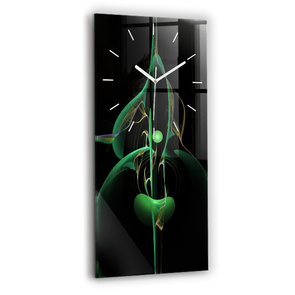 Modern vertical wall clock Green abstraction