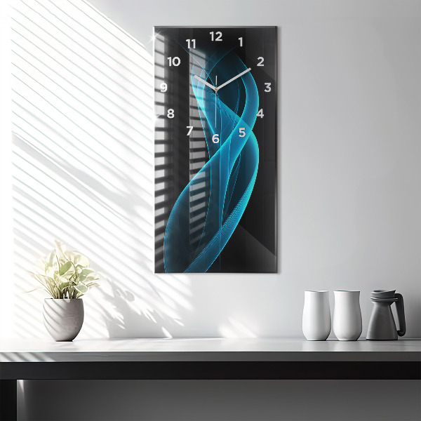 Modern vertical wall clock Blue abstraction