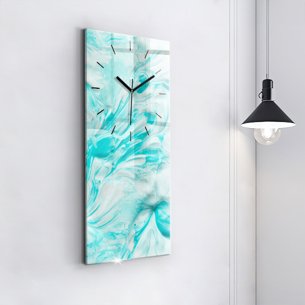 Modern vertical wall clock Blue abstraction