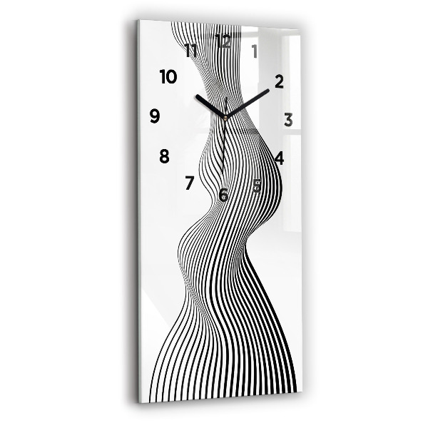Modern vertical wall clock Black and white art