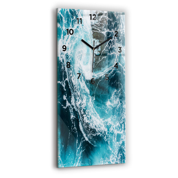 Modern vertical wall clock Swirling foamy waves
