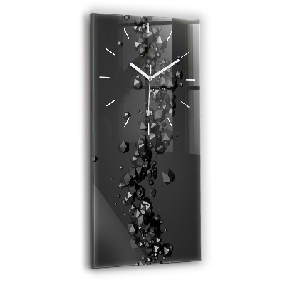 Modern vertical wall clock Black abstraction