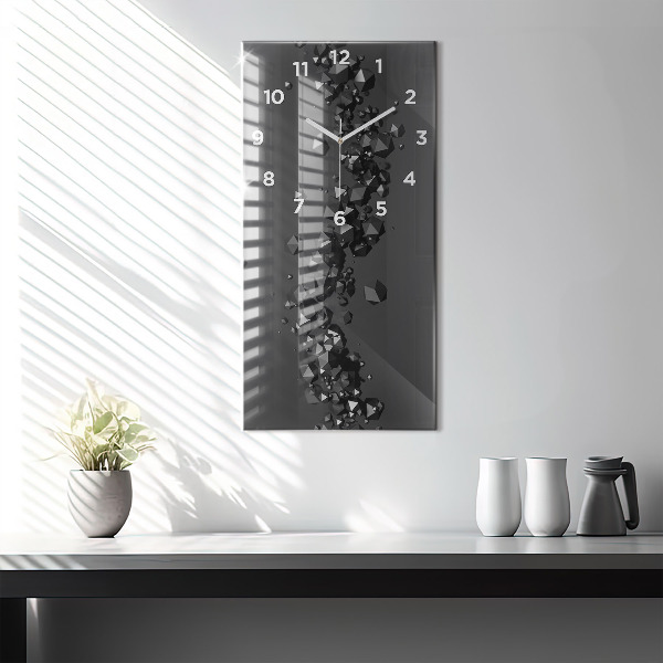 Modern vertical wall clock Black abstraction