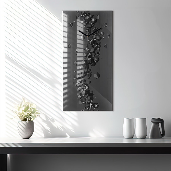 Modern vertical wall clock Black abstraction