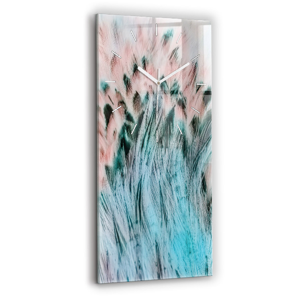Modern vertical wall clock Colorful feathers