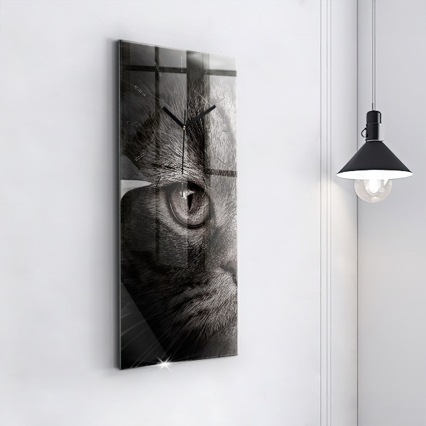 Modern vertical wall clock Scottish Fold Dog and Cat