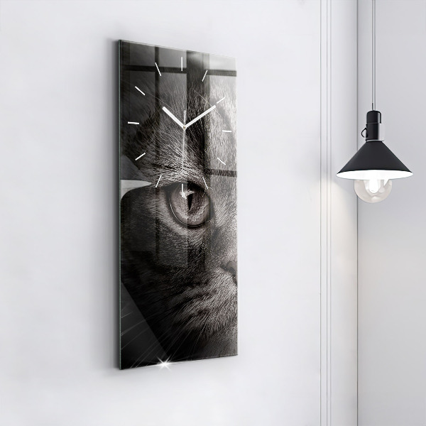 Modern vertical wall clock Scottish Fold Dog and Cat