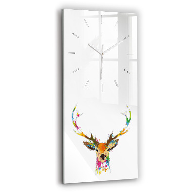Modern vertical wall clock Colorful deer head