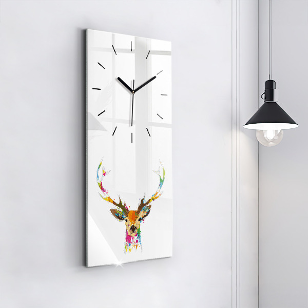Modern vertical wall clock Colorful deer head