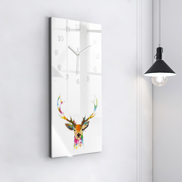 Modern vertical wall clock Colorful deer head