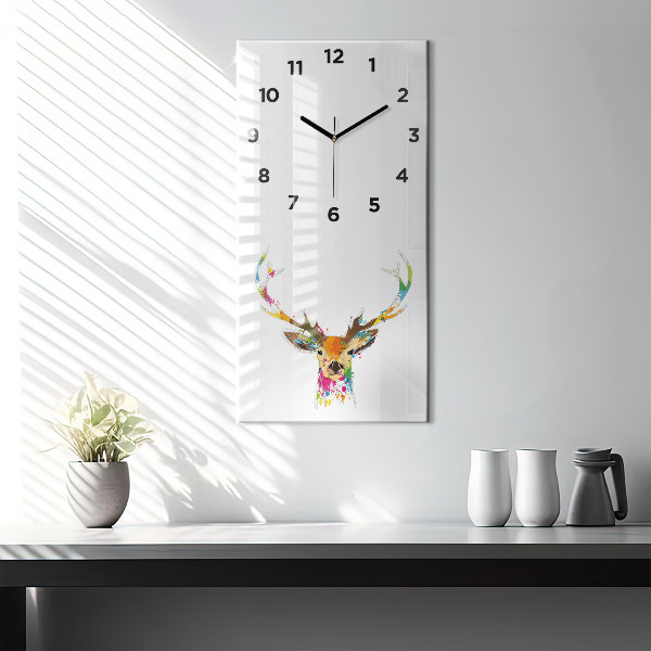Modern vertical wall clock Colorful deer head