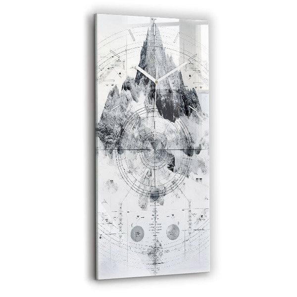 Modern vertical wall clock Cartoon mountains