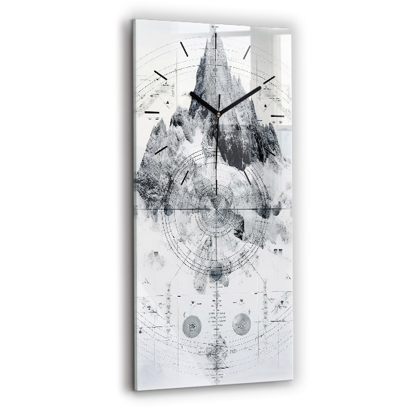 Modern vertical wall clock Cartoon mountains