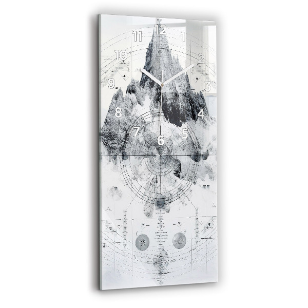 Modern vertical wall clock Cartoon mountains