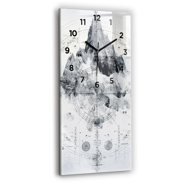 Modern vertical wall clock Cartoon mountains