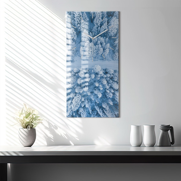 Modern vertical wall clock Forest from a drone