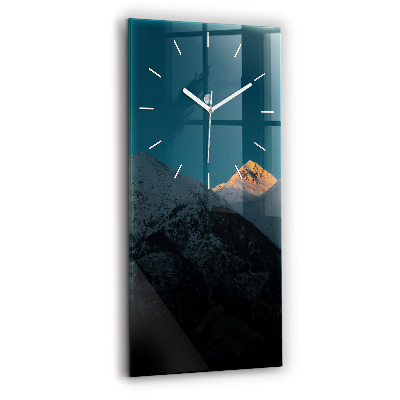Modern vertical wall clock Sunset in the mountains