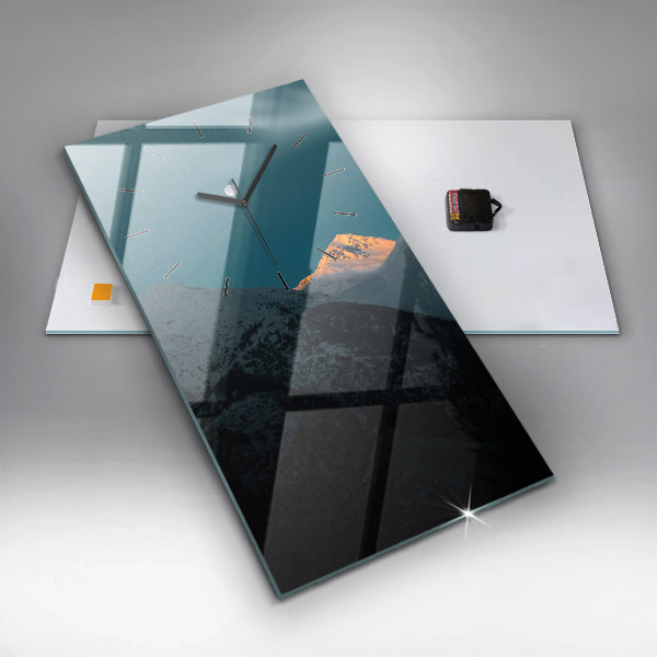 Modern vertical wall clock Sunset in the mountains