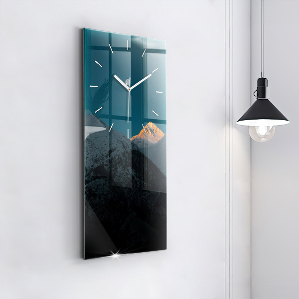 Modern vertical wall clock Sunset in the mountains