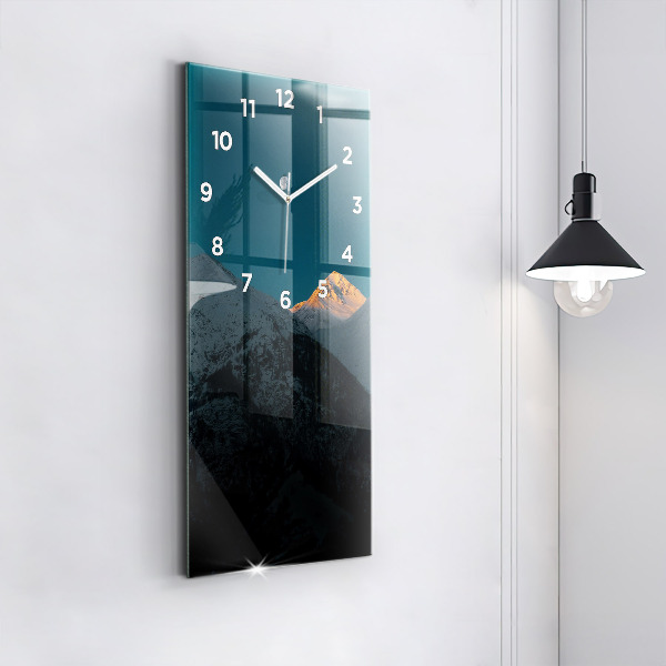 Modern vertical wall clock Sunset in the mountains