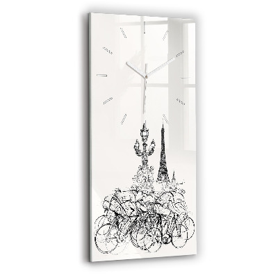 Modern vertical wall clock Cycling race drawing