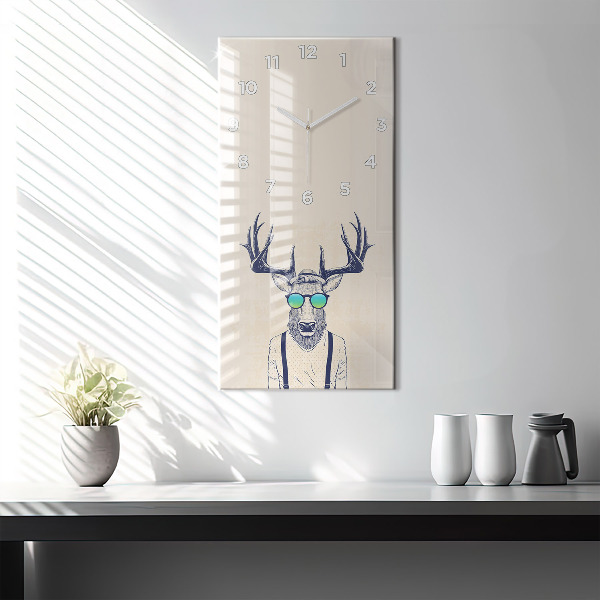 Modern vertical wall clock Abstract deer