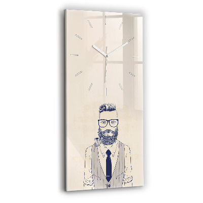 Modern vertical wall clock Man with a beard