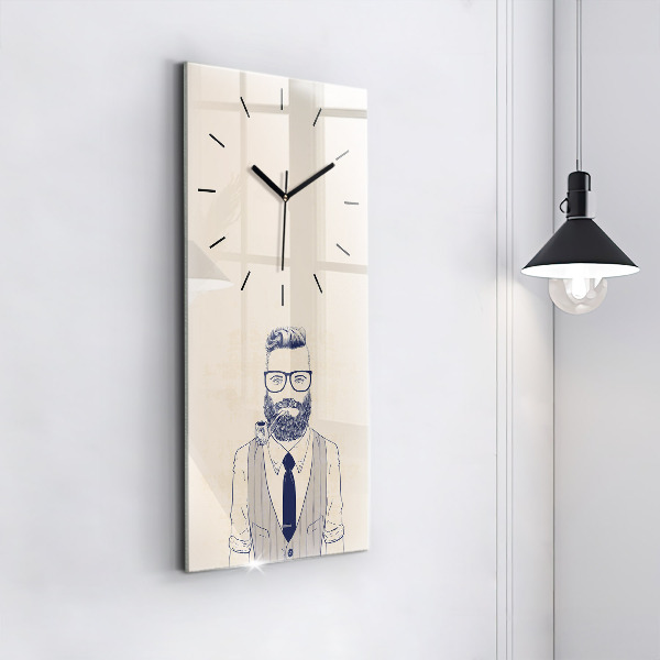 Modern vertical wall clock Man with a beard