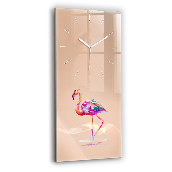 Modern vertical wall clock Flamingo illustration