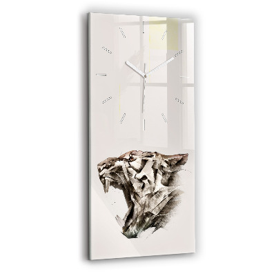 Modern vertical wall clock painted portrait of a tiger