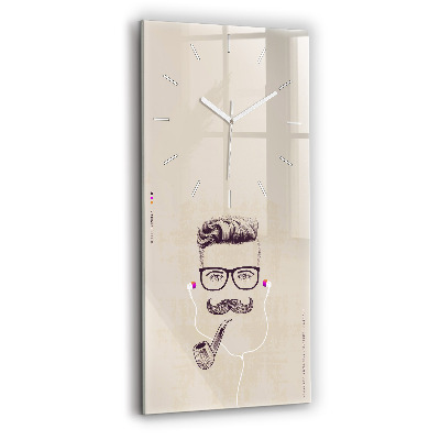 Modern vertical wall clock Man with a pipe